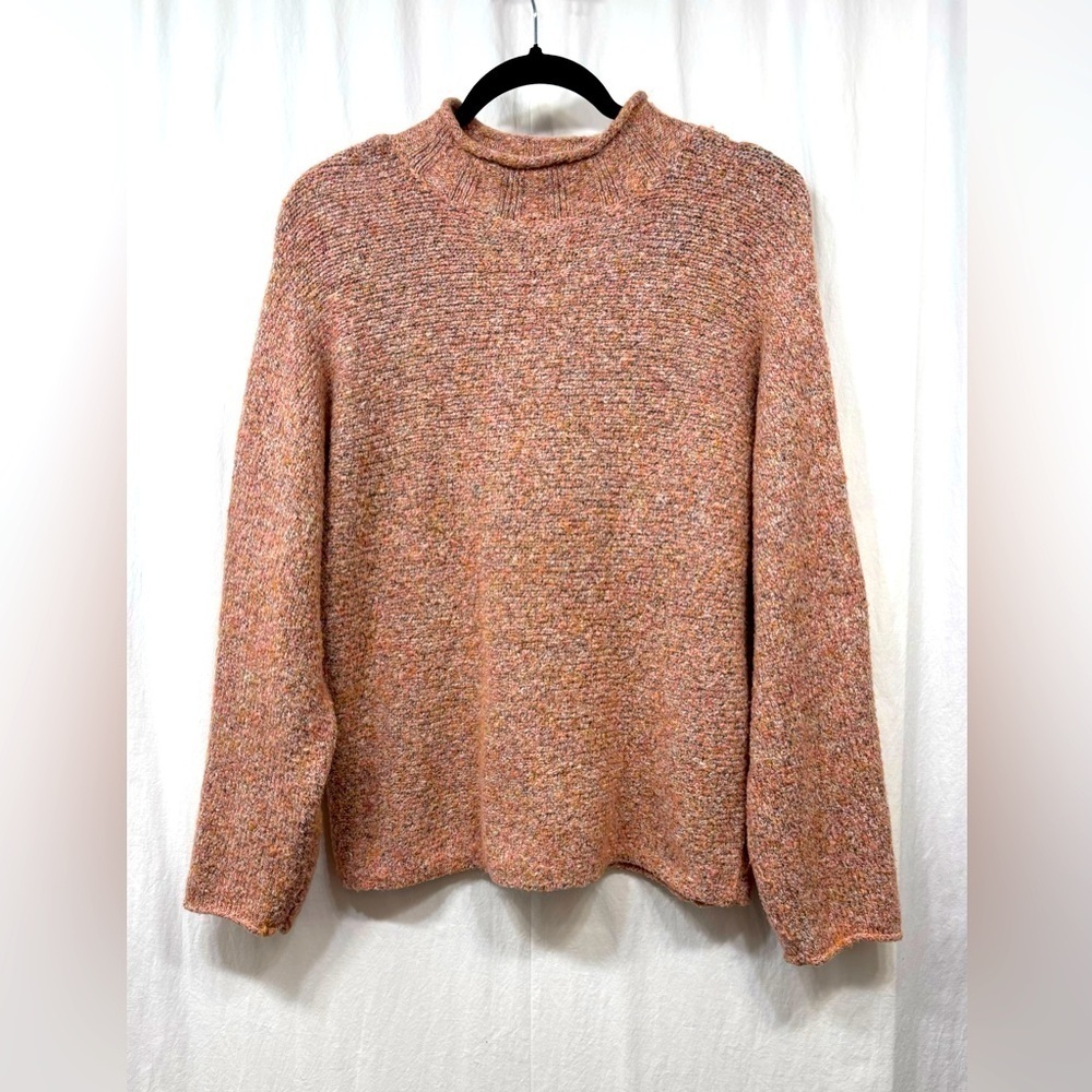 Workshop Mock Neck Marled Pink Knit Sweater Womens Size Large